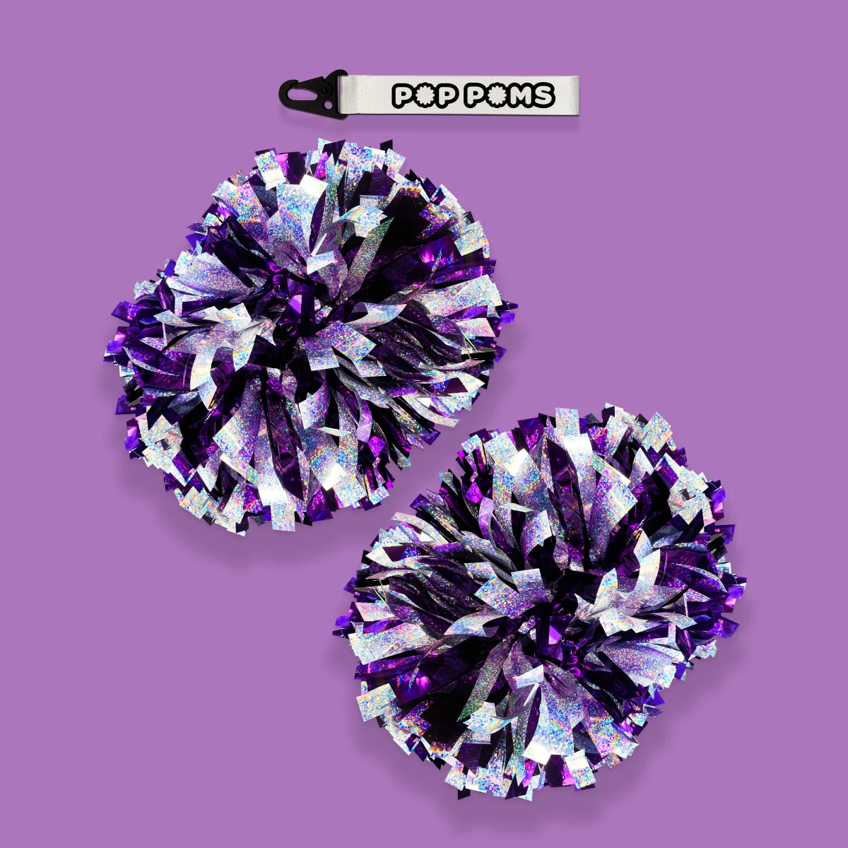 Vivid Purple Silver Sparkle Holographic 6" Pop Poms