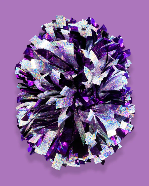 Vivid Purple Silver Sparkle Holographic 6" Pop Poms - Image 3