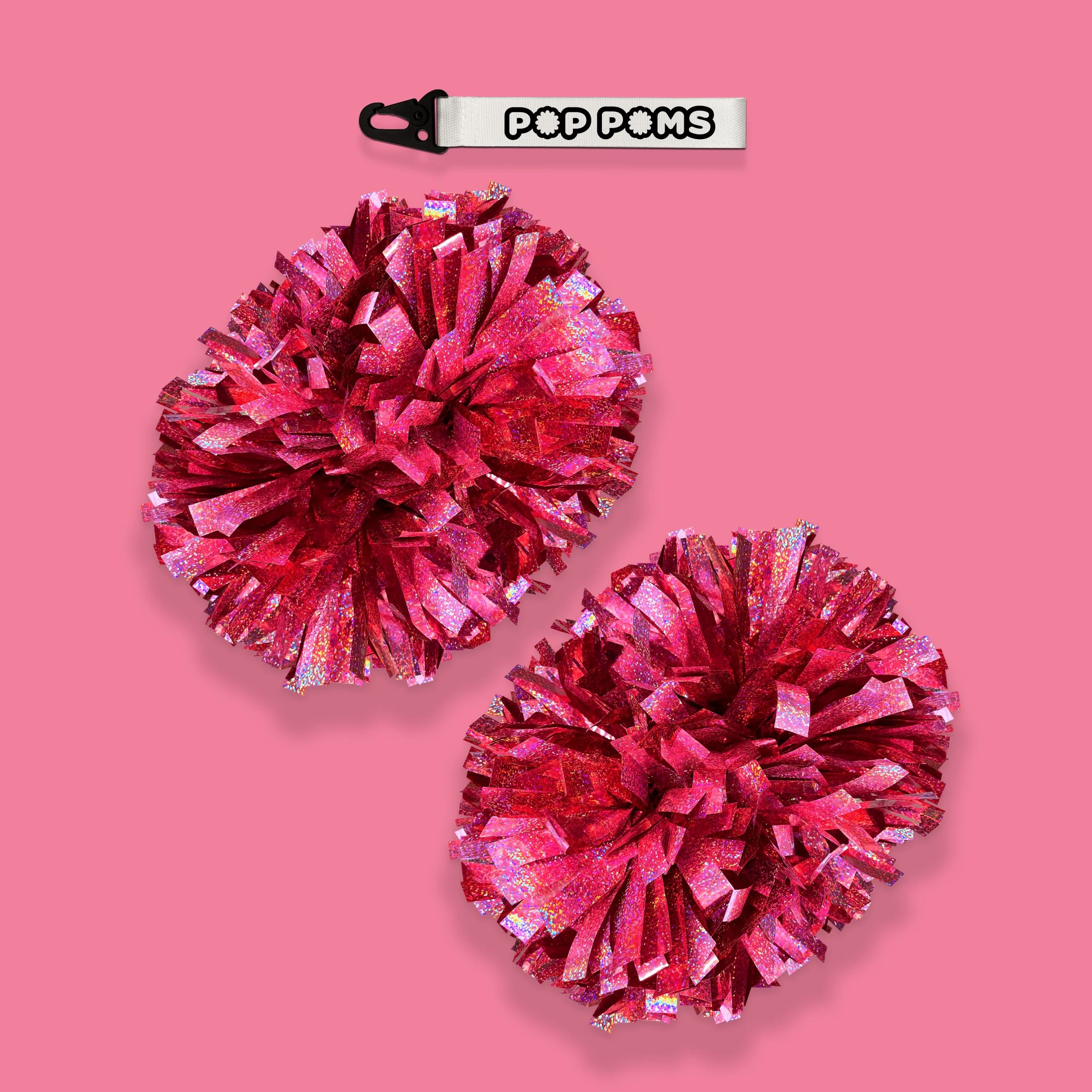 Pink Sparkle Holographic 6 Pop Poms