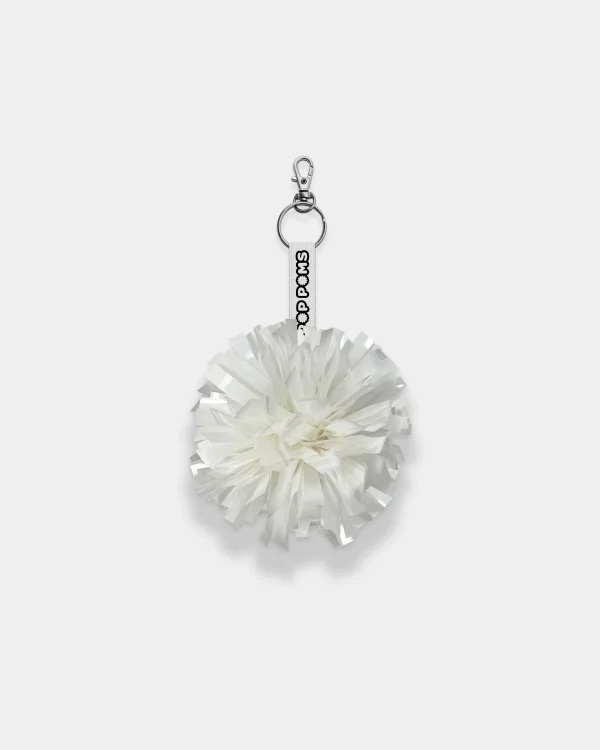 Arctic White Metallic Pop Poms Keyring