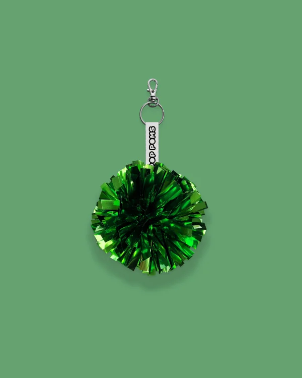 Kelly Green Metallic Pop Poms Keyring