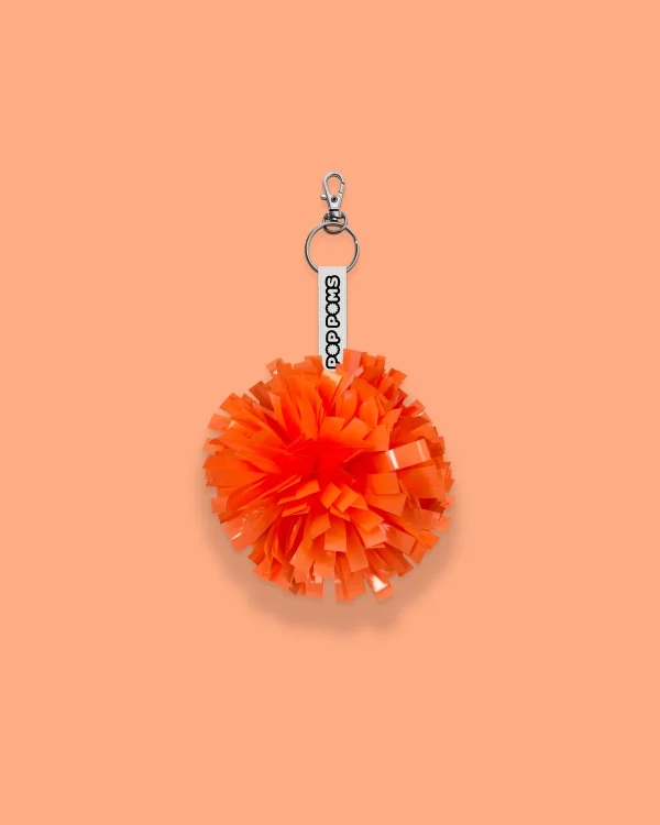 Neon Orange Metallic Pop Poms Keyring