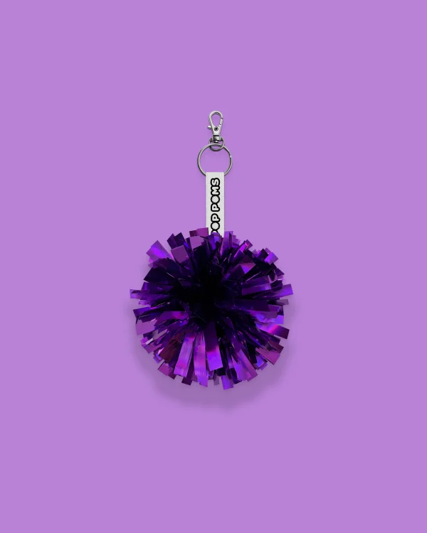 Vivid Purple Metallic Pop Poms Keyring