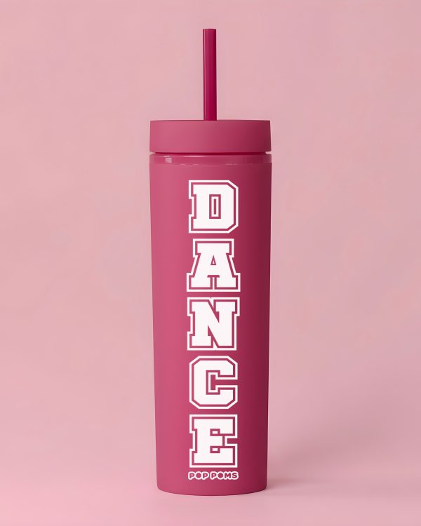 Dark Pink Dance Pop Poms Straw Bottle
