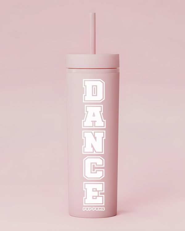 Light Pink Dance Pop Poms Straw Bottle