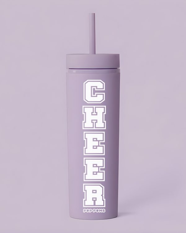 Lilac Cheer Pop Poms Straw Bottle